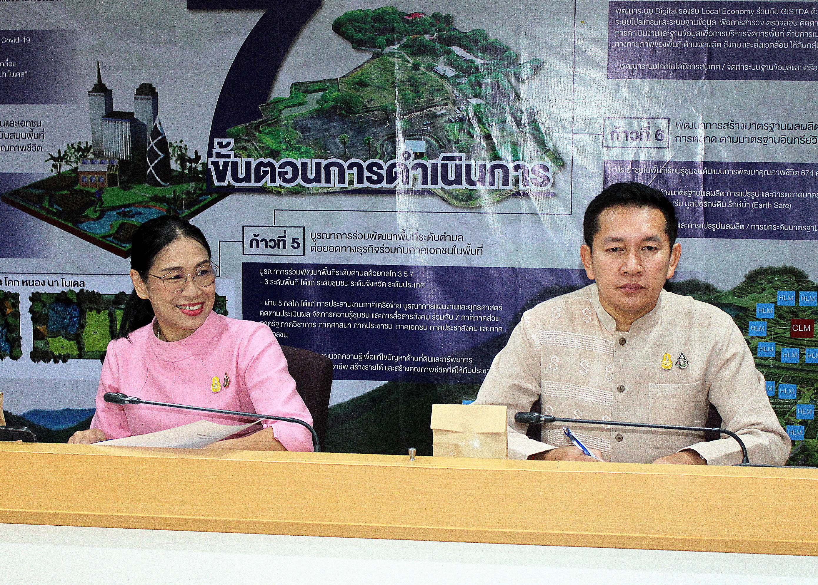 การประชุมติดตามความก้าวหน้าการดำเนินงานโครงการพัฒนาพื้นที่ต้นแบบการพัฒนาคุณภาพชีวิตตามหลักทฤษฎีใหม่ ประยุกต์สู่ “โคก หนอง นา โมเดล” กิจกรรมที่ 7 สร้างระบบโปรแกรมและระบบฐานข้อมูล พัฒนาระบบ Digital รองรับ Local Economy